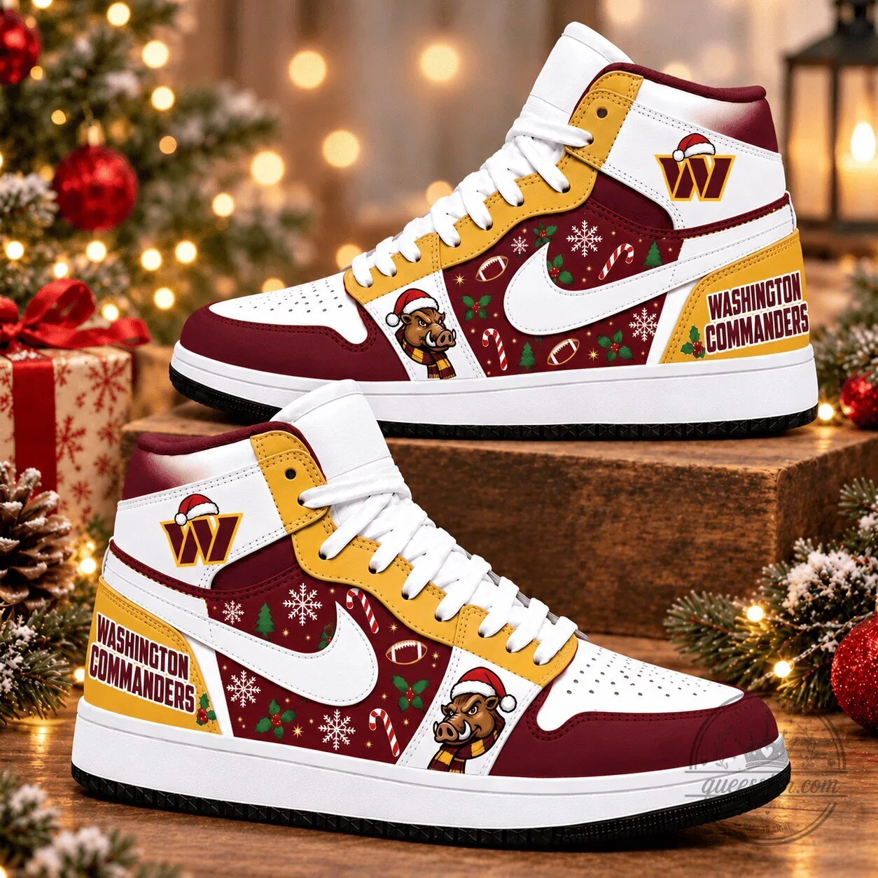 Washington Commanders Christmas Holiday Season High-Top Sneakers Shoes 1 Washington Commanders Christmas Holiday Season High-Top Sneakers Shoes