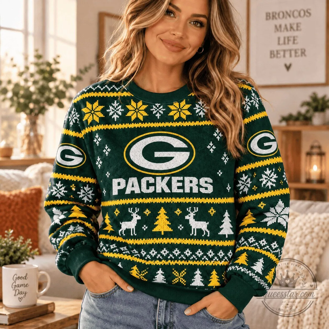 Green Bay Packers Ugly Christmas Sweater Festive Holiday Sweatshirt