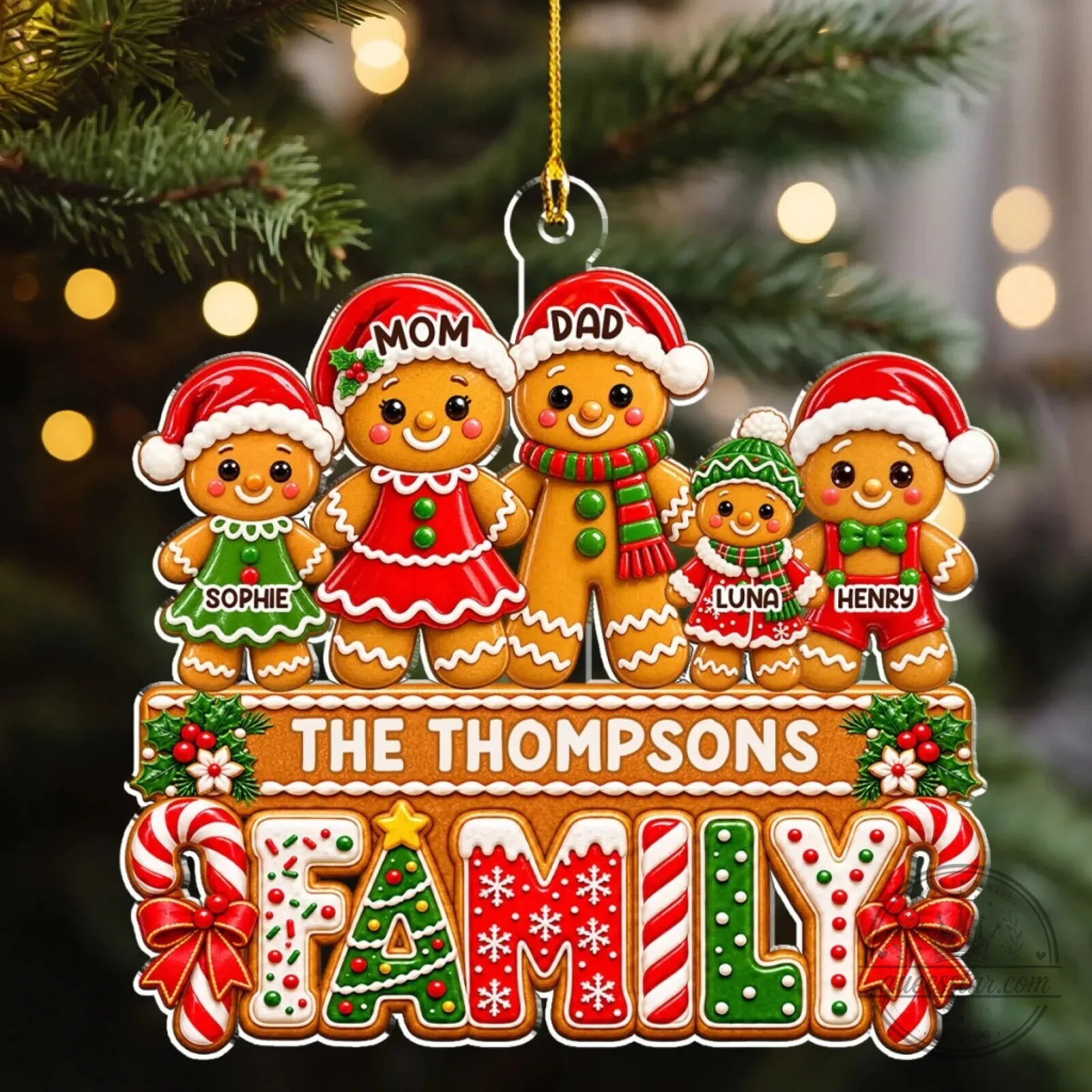 Personalized Gingerbread Family Christmas Tree Ornament 12 Personalized Gingerbread Family Christmas Tree Ornament