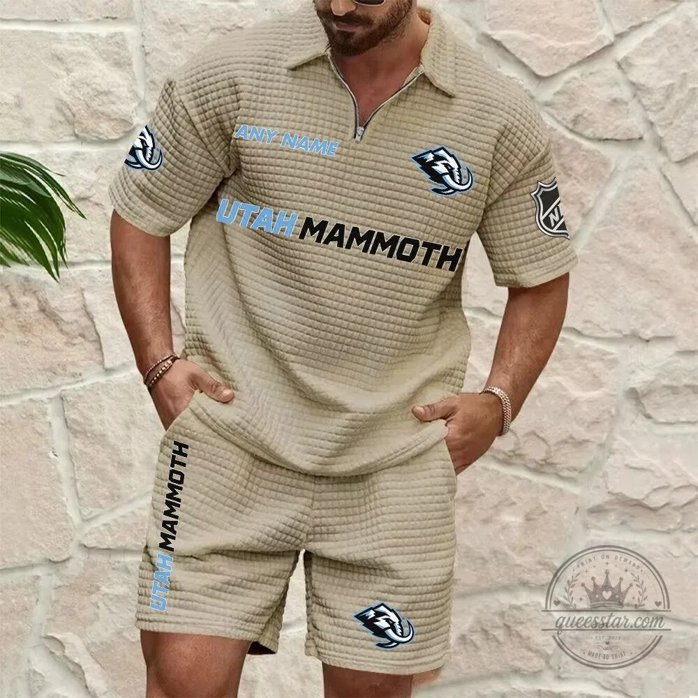 Utah Mammoth Personalized Name Waffle Zip Polo Shirt Set 9 Utah Mammoth Personalized Name Waffle Zip Polo Shirt Set