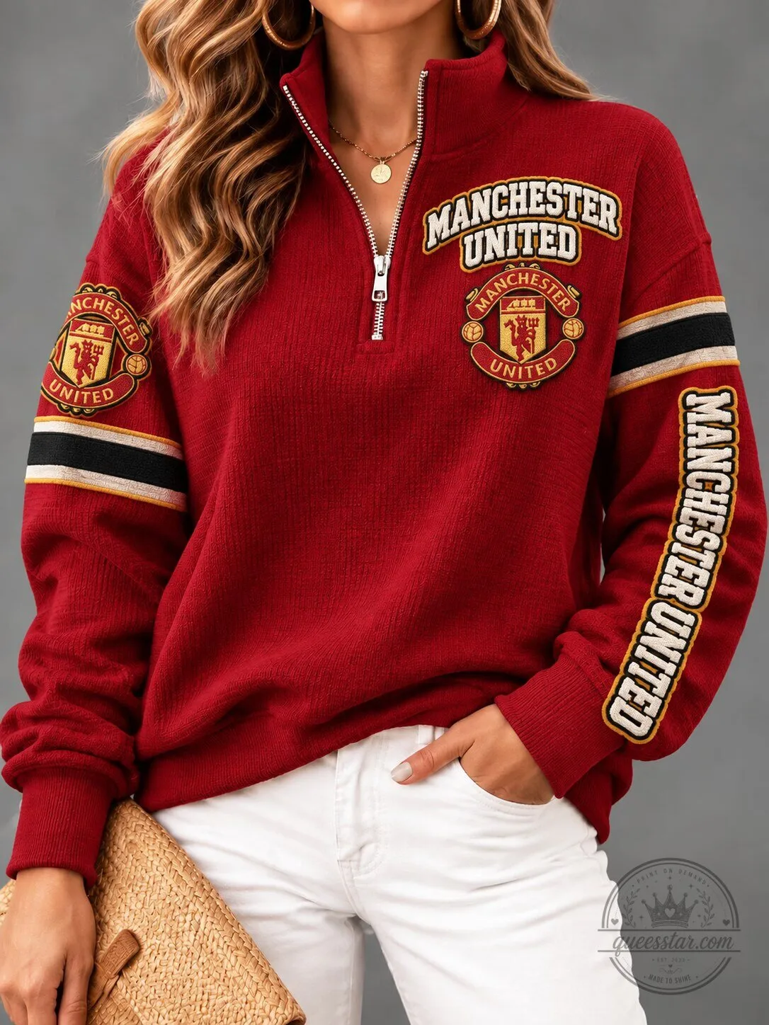 Manchester United Football Club Quarter Zip Pullover Sweatshirt