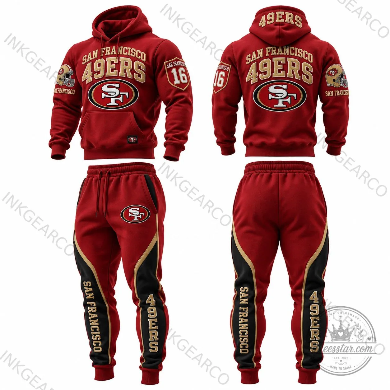 San Francisco 49ers Football Team Red Hoodie and Sweatpants Set