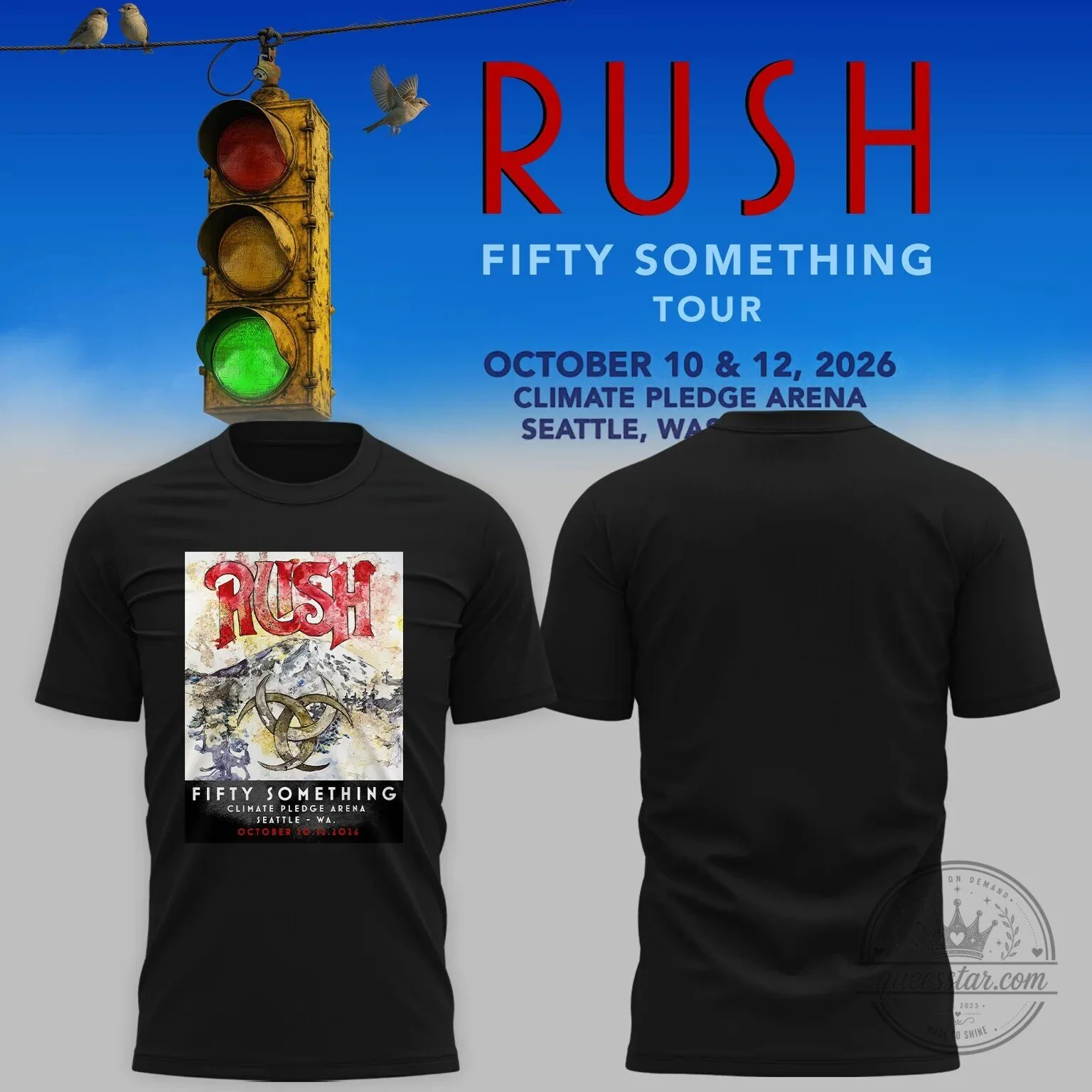 Rush Fifty Something Tour 2026 Seattle Concert Black T-Shirt