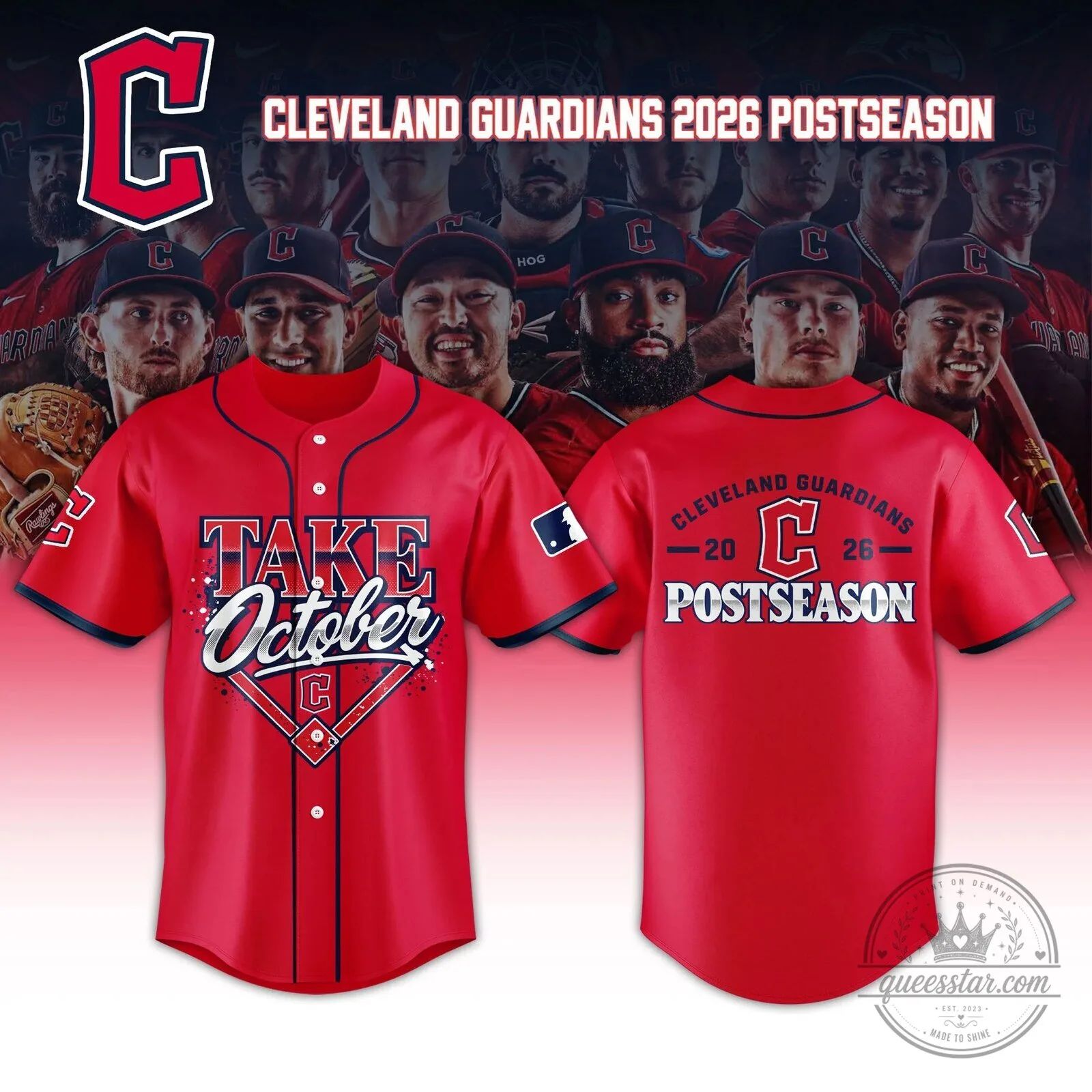 2026 Cleveland Guardians October Baseball Jersey for Postseason Celebrations