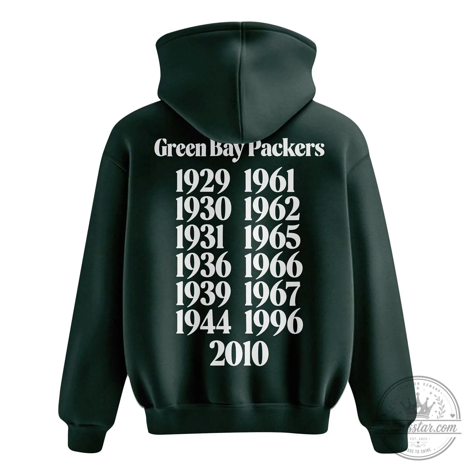 Green Bay Packers NFL Football Team Championship Years Dark Green Hoodie 5 Green Bay Packers NFL Football Team Championship Years Dark Green Hoodie