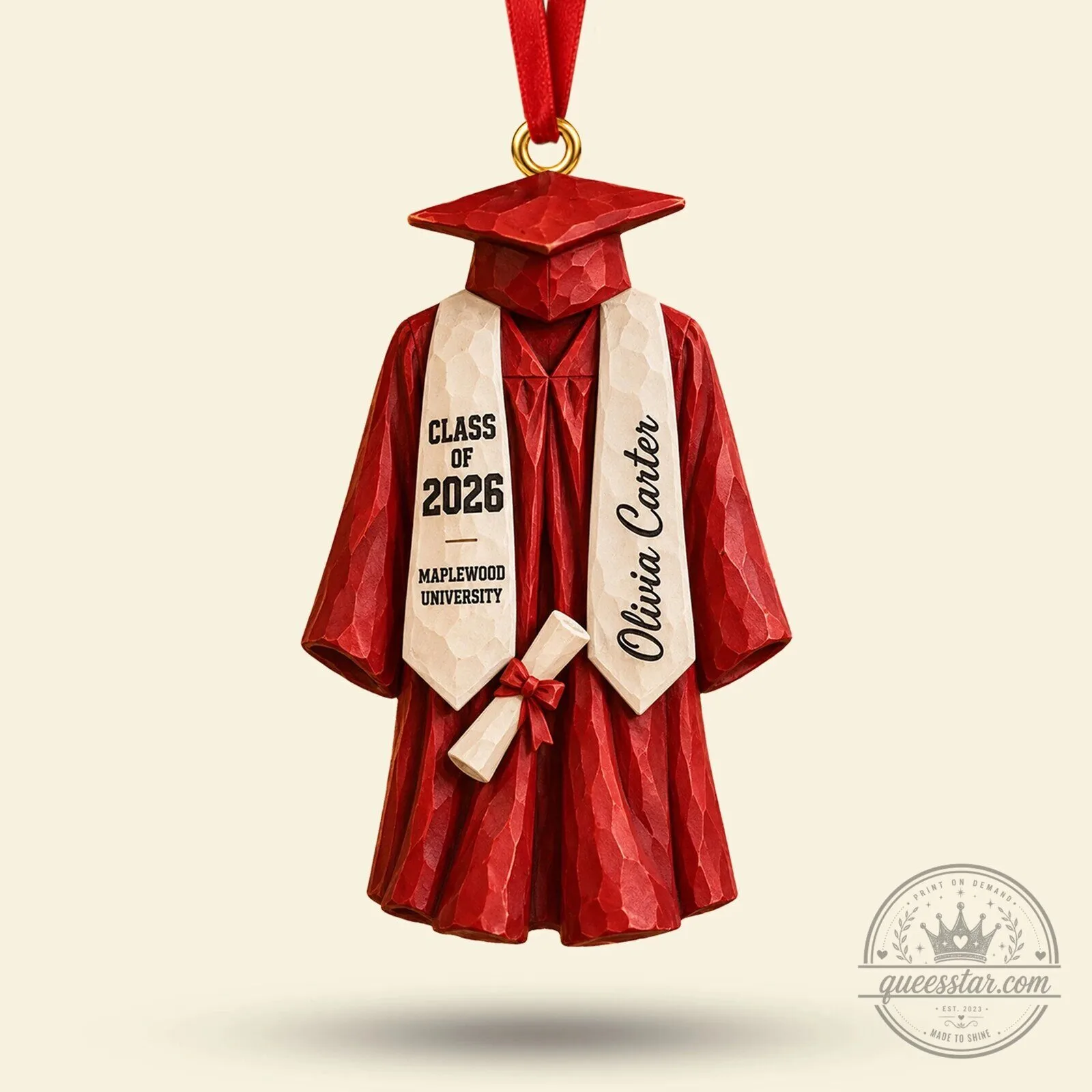 Personalized Graduation Gown Class of 2026 University Christmas Tree Ornament 5 Personalized Graduation Gown Class of 2026 University Christmas Tree Ornament