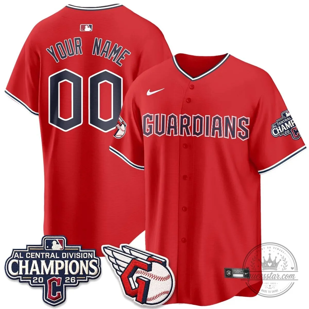 Cleveland Guardians 2026 AL Central Division Champions Baseball Jersey 5 Cleveland Guardians 2026 AL Central Division Champions Baseball Jersey
