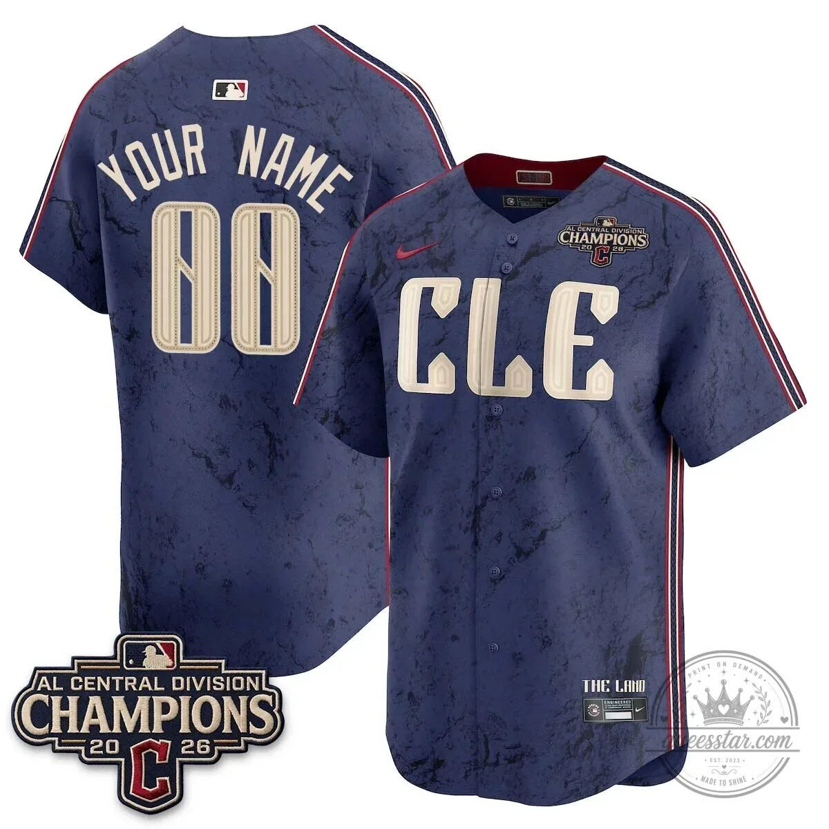 Cleveland Guardians 2026 AL Central Division Champions Baseball Jersey 6 Cleveland Guardians 2026 AL Central Division Champions Baseball Jersey