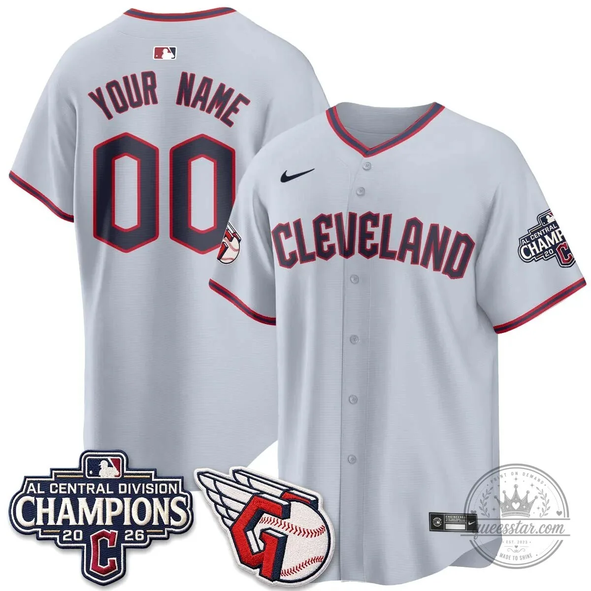 Cleveland Guardians 2026 AL Central Division Champions Baseball Jersey 7 Cleveland Guardians 2026 AL Central Division Champions Baseball Jersey