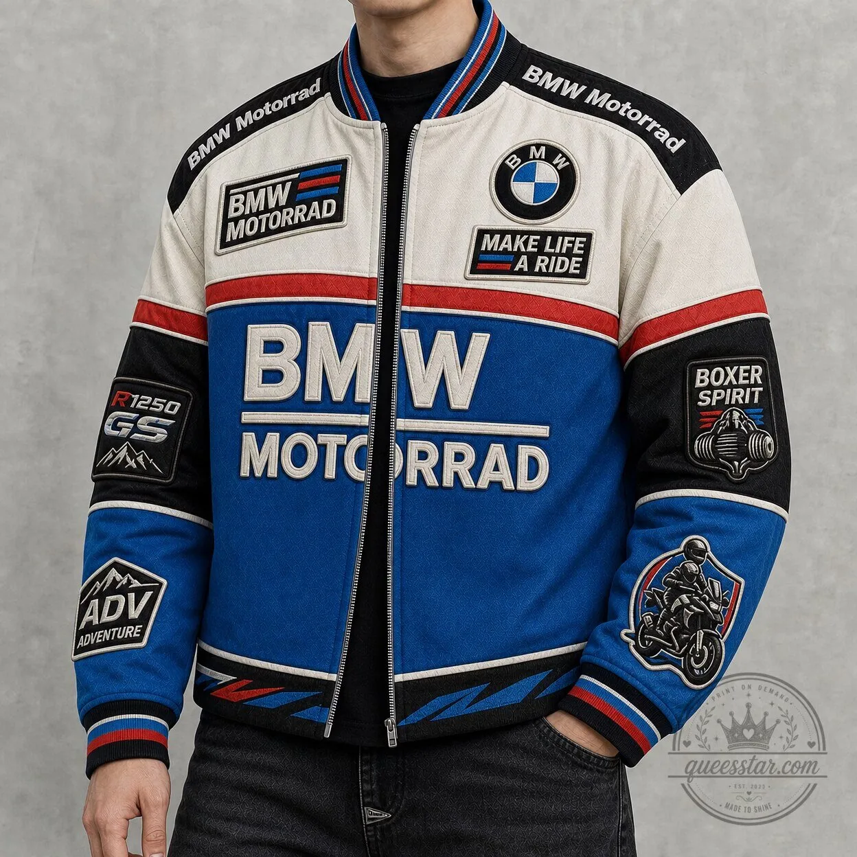 BMW Motorrad Vintage Motorcycle Racing Bomber Jacket for Men