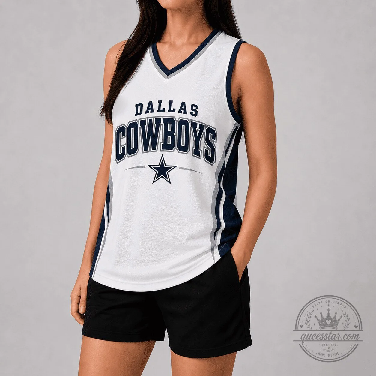 Dallas Cowboys NFL Football Team White and Blue Sleeveless Tank Top