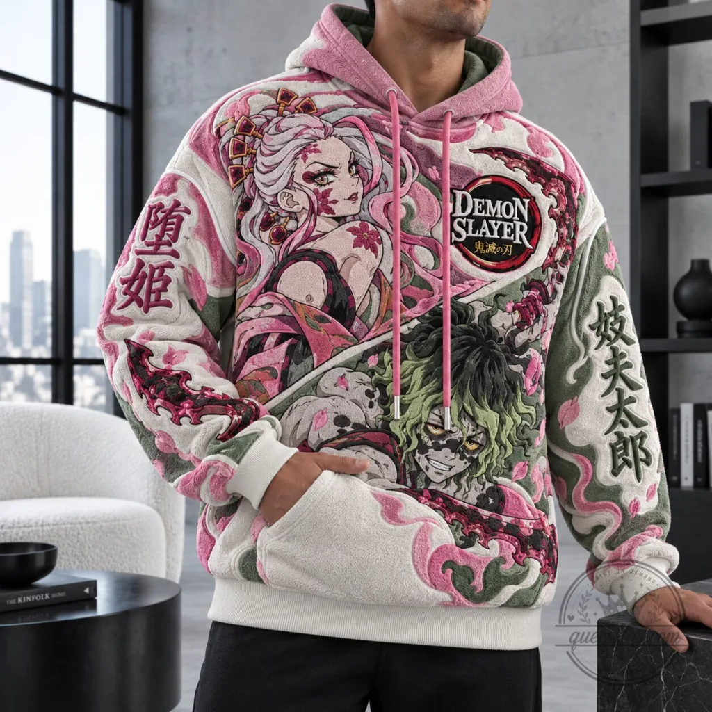 Demon Slayer Daki and Gyutaro Anime Print Hoodie Demon Slayer Daki and Gyutaro Anime Print Hoodie