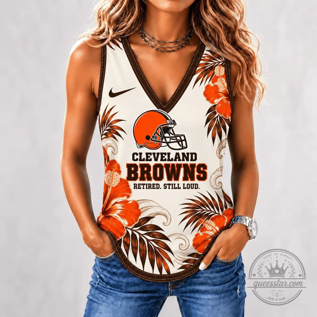 Cleveland Browns Retired Still Loud Tropical Floral Tank Top Cleveland Browns Retired Still Loud Tropical Floral Tank Top