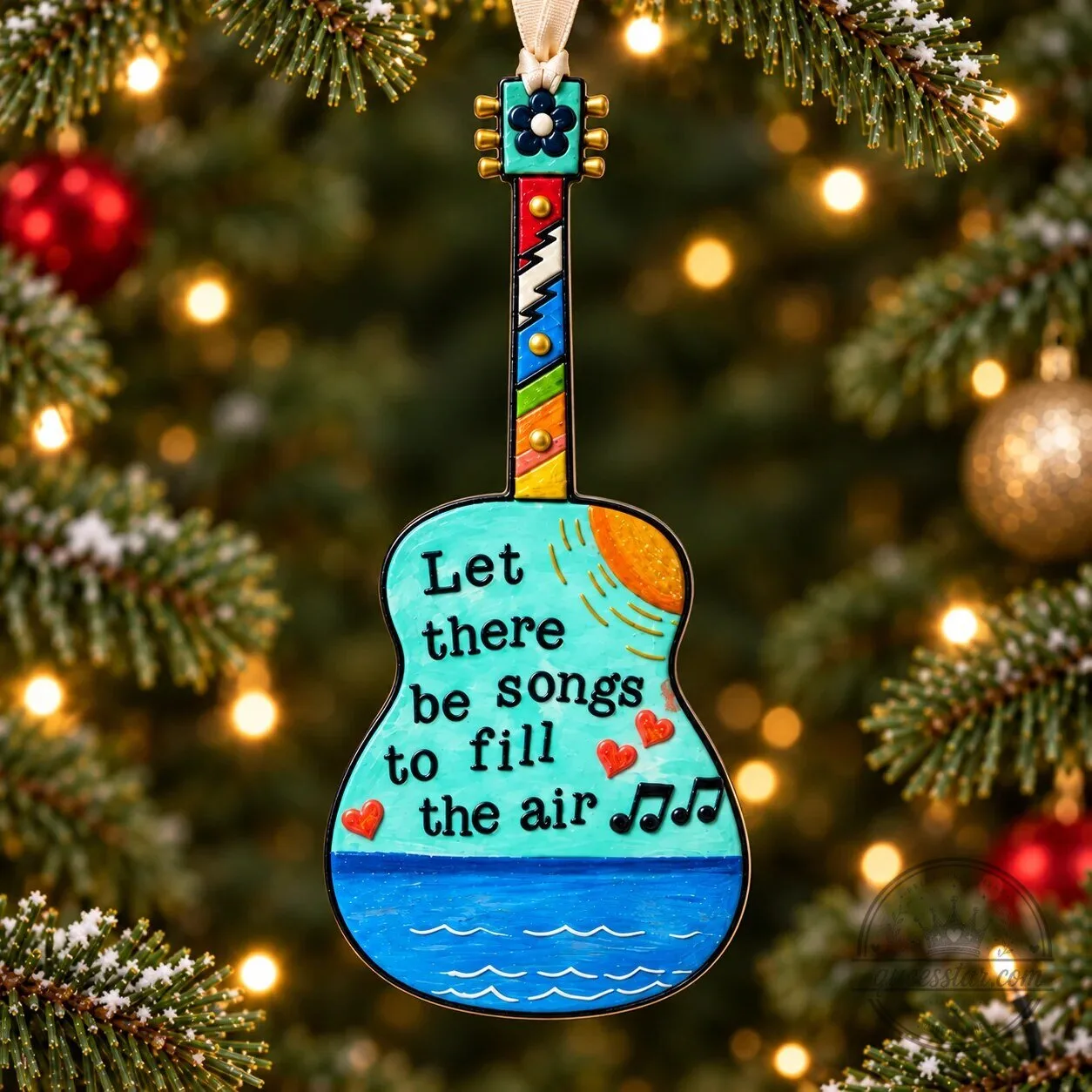 Grateful Dead Ripple Let There Be Songs Guitar Christmas Ornament