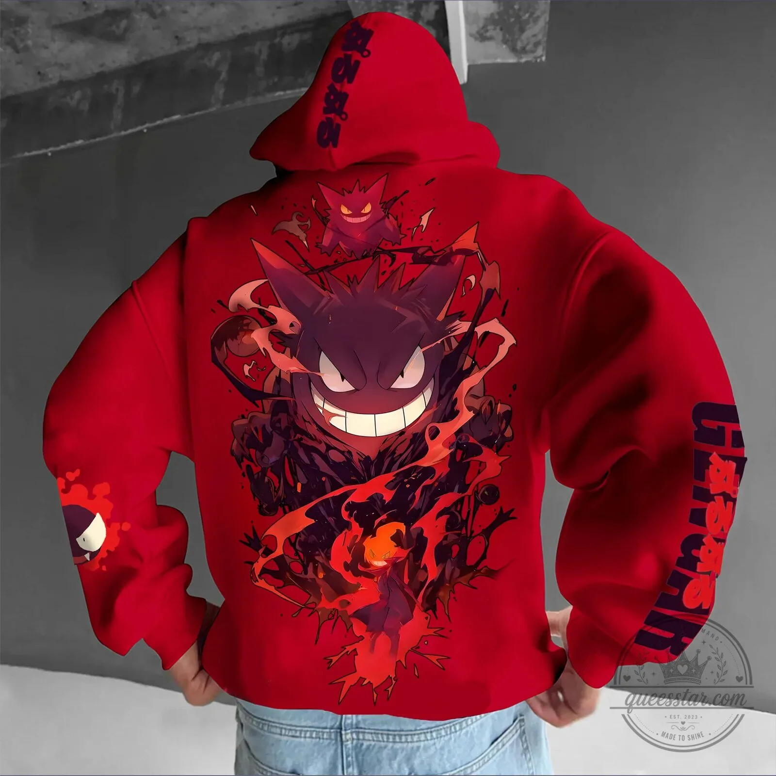 Pokemon Gengar Ghost Type Character Graphic Streetwear Pullover Hoodie