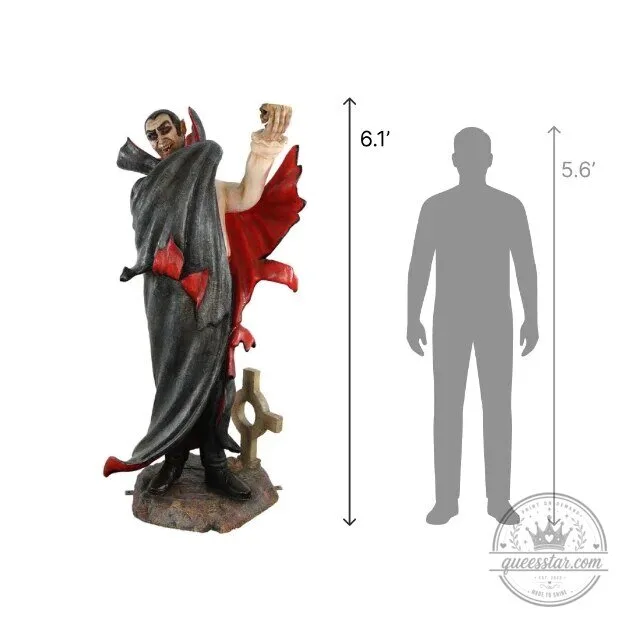 Lifesize Halloween Dracula Vampire Figure with Tombstone Base 5 Lifesize Halloween Dracula Vampire Figure with Tombstone Base