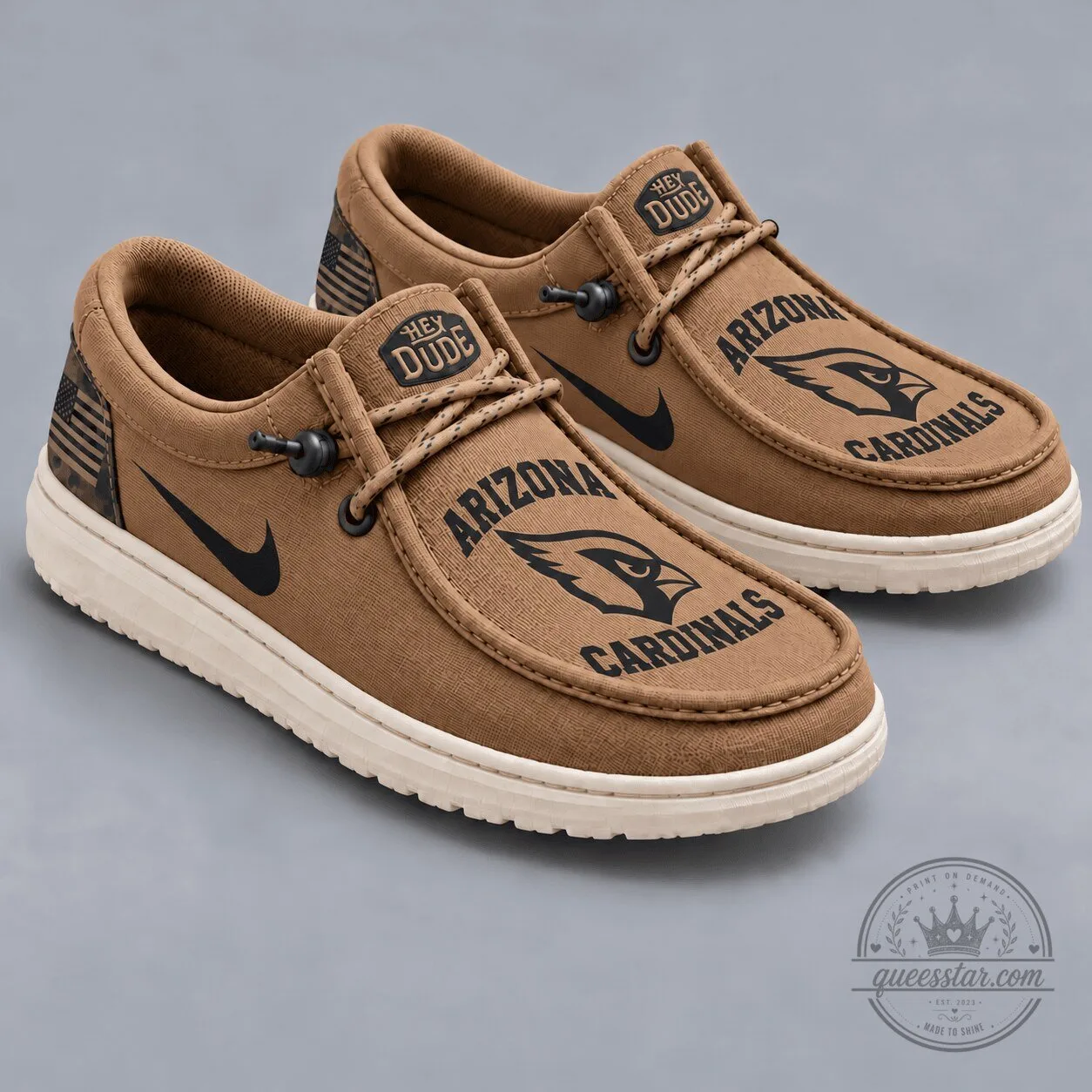Arizona Cardinals Football Team Logo Brown Casual Shoes