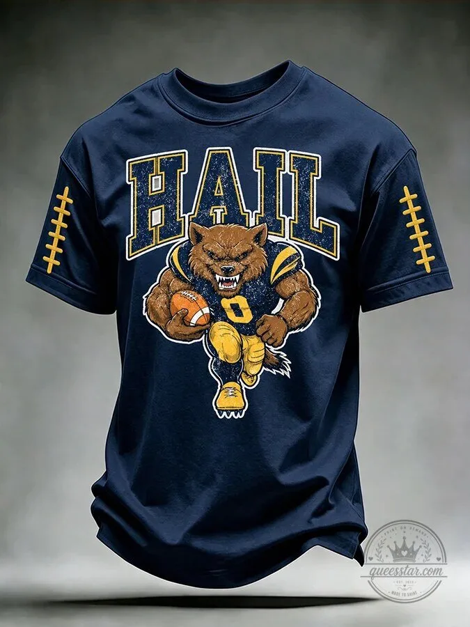 Hail Golden Bears Football Mascot Navy Blue T-Shirt 4 Hail Golden Bears Football Mascot Navy Blue T-Shirt