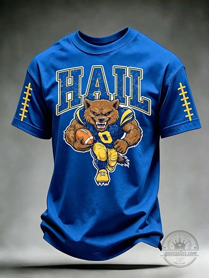 Hail Golden Bears Football Mascot Navy Blue T-Shirt 6 Hail Golden Bears Football Mascot Navy Blue T-Shirt