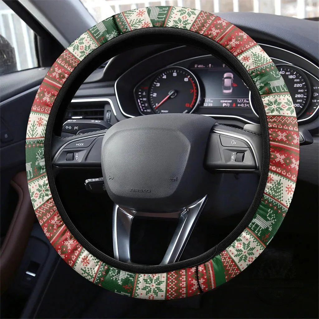 Christmas Ugly Sweater Pattern Steering Wheel Cover for Car Interior Decoration 3 Christmas Ugly Sweater Pattern Steering Wheel Cover for Car Interior Decoration