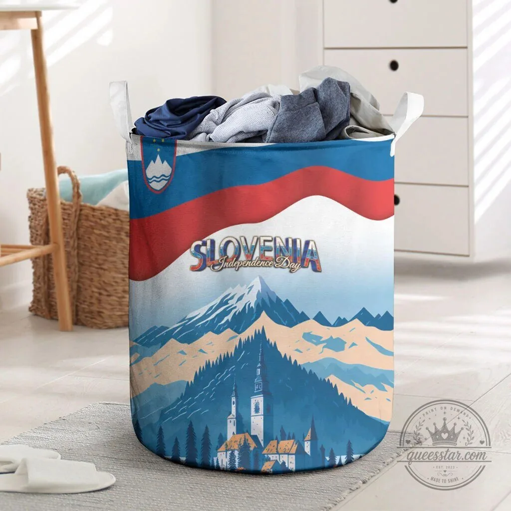 Slovenia Independence Day Lake Bled Julian Alps Landscape Laundry Basket