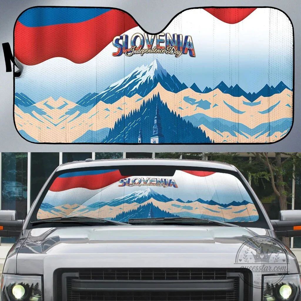 Slovenia Independence Day Lake Bled Julian Alps Landscape Car Sunshade