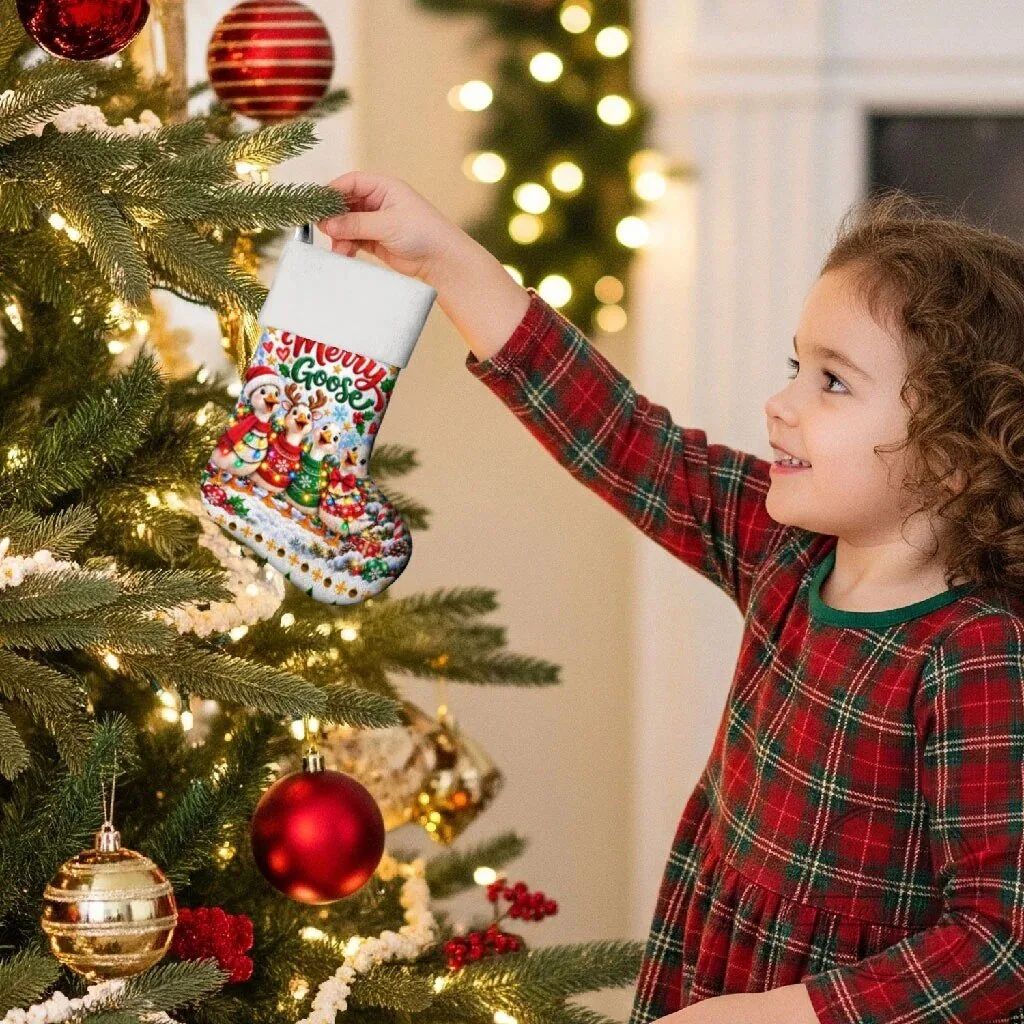 Just A Merry Goose Christmas Stocking Festive Winter Village Fair Isle Ugly Xmas Pattern 6 Just A Merry Goose Christmas Stocking Festive Winter Village Fair Isle Ugly Xmas Pattern