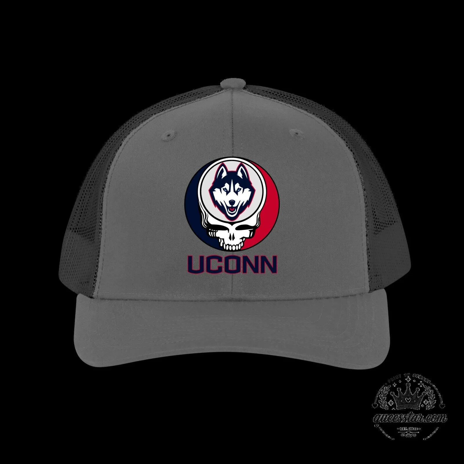 Huskies Steal Your Face Trucker Hat by Grateful Dead - University of Connecticut 5 Huskies Steal Your Face Trucker Hat by Grateful Dead - University of Connecticut