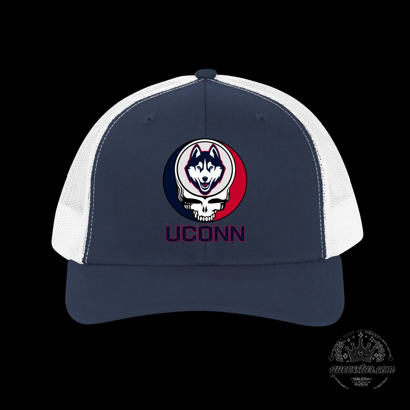 Huskies Steal Your Face Trucker Hat by Grateful Dead - University of Connecticut 6 Huskies Steal Your Face Trucker Hat by Grateful Dead - University of Connecticut
