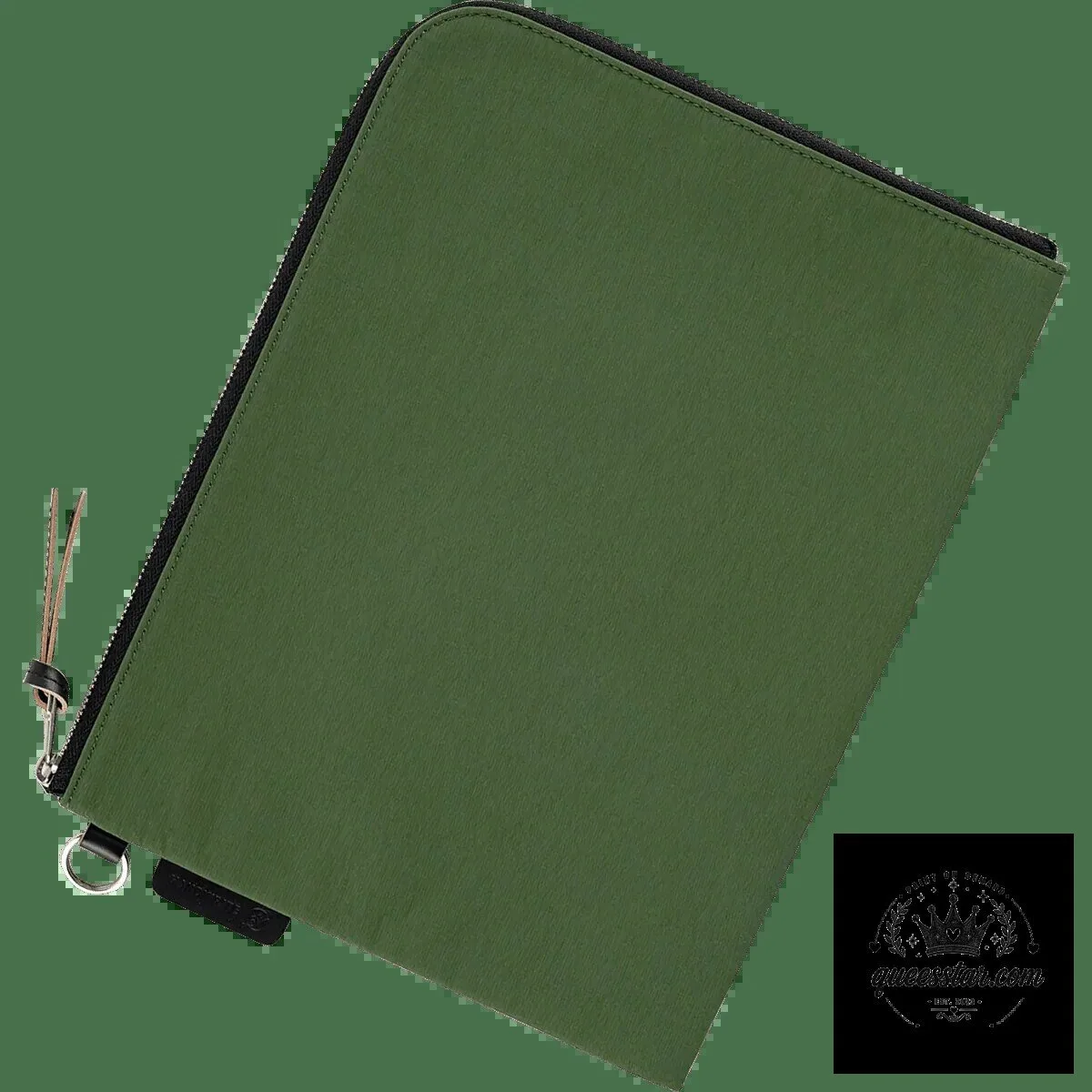 Green Flat Zippered Pouch Organizer for Notebooks and Accessories