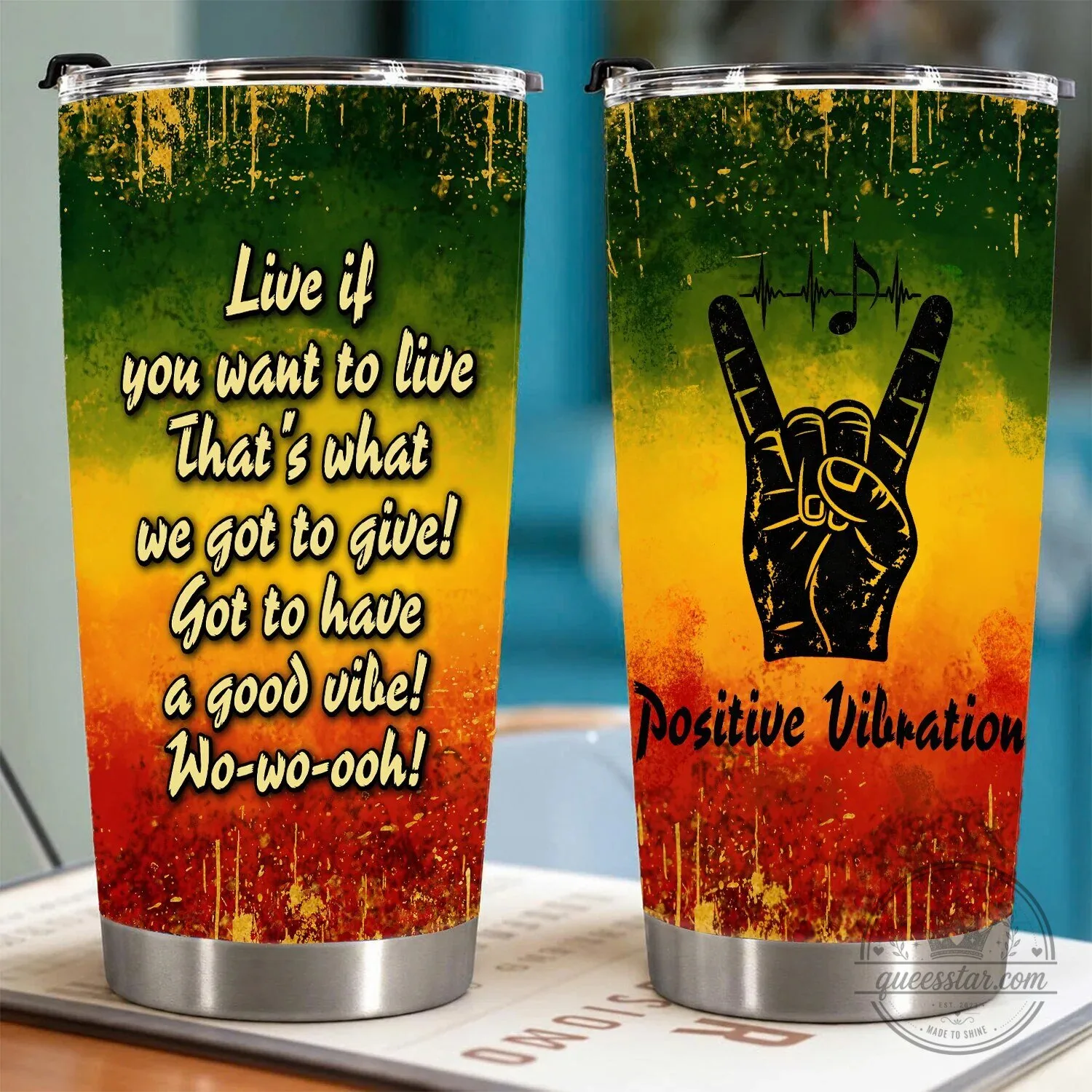 Bob Marley Positive Vibration Lyrics Reggae Music Tumbler