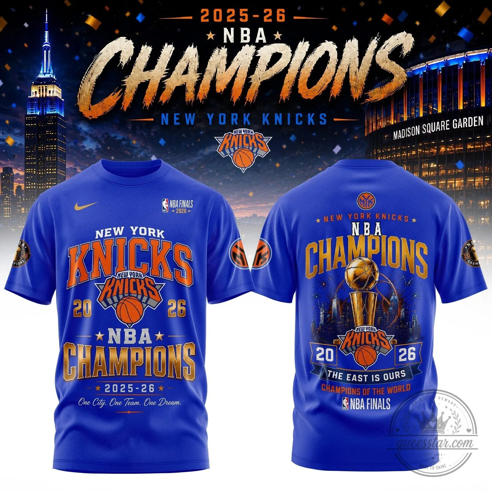 New York Knicks 2026 NBA Champions Royal Blue T-Shirt
