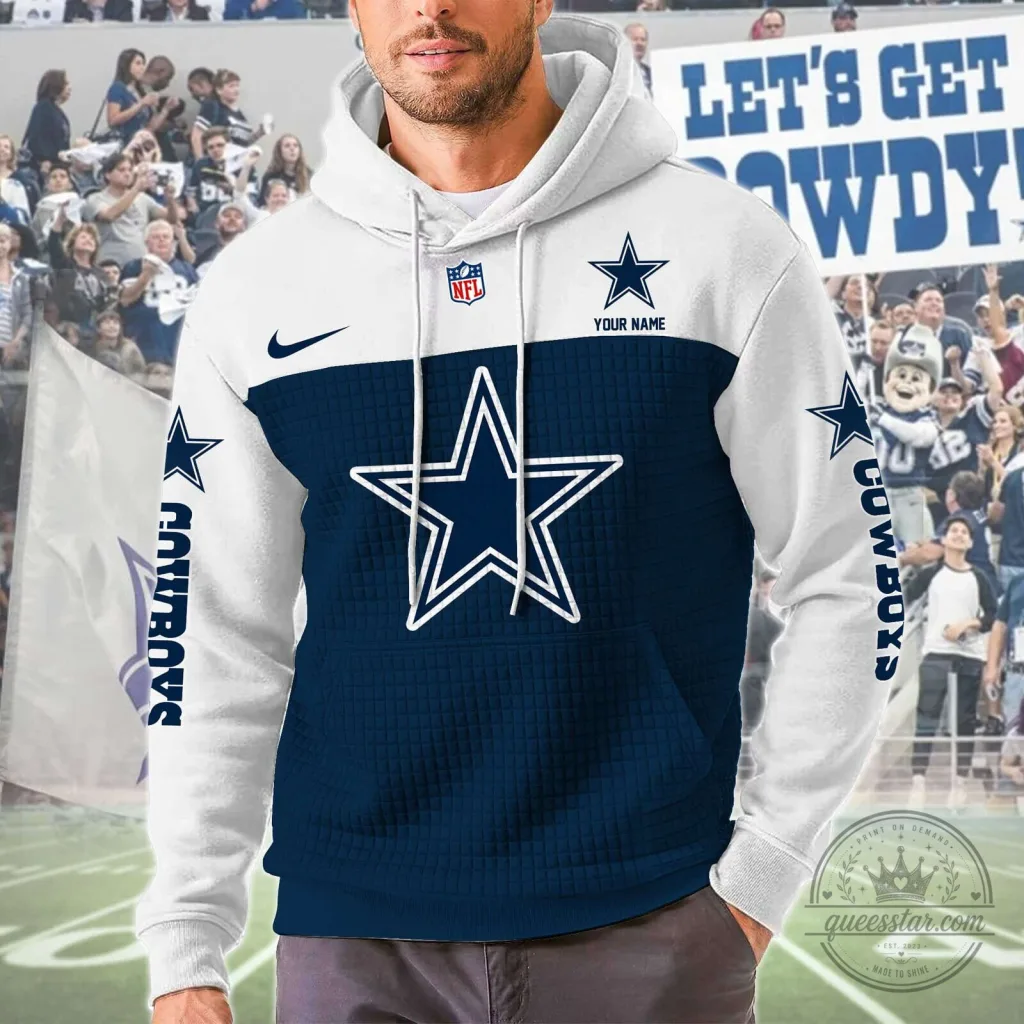 Dallas Cowboys NFL Team Logo Personalized White and Navy Blue Hoodie Dallas Cowboys NFL Team Logo Personalized White and Navy Blue Hoodie