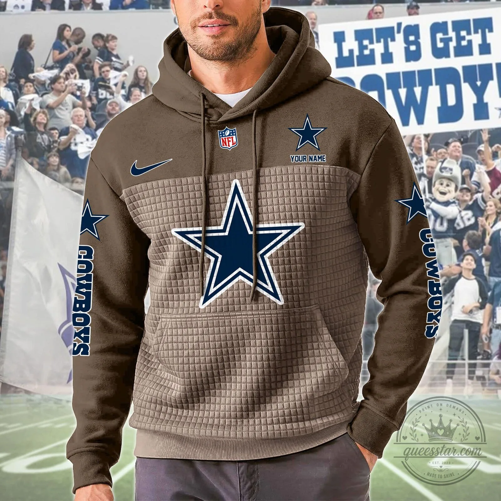 Dallas Cowboys NFL Team Logo Personalized White and Navy Blue Hoodie 10 Dallas Cowboys NFL Team Logo Personalized White and Navy Blue Hoodie