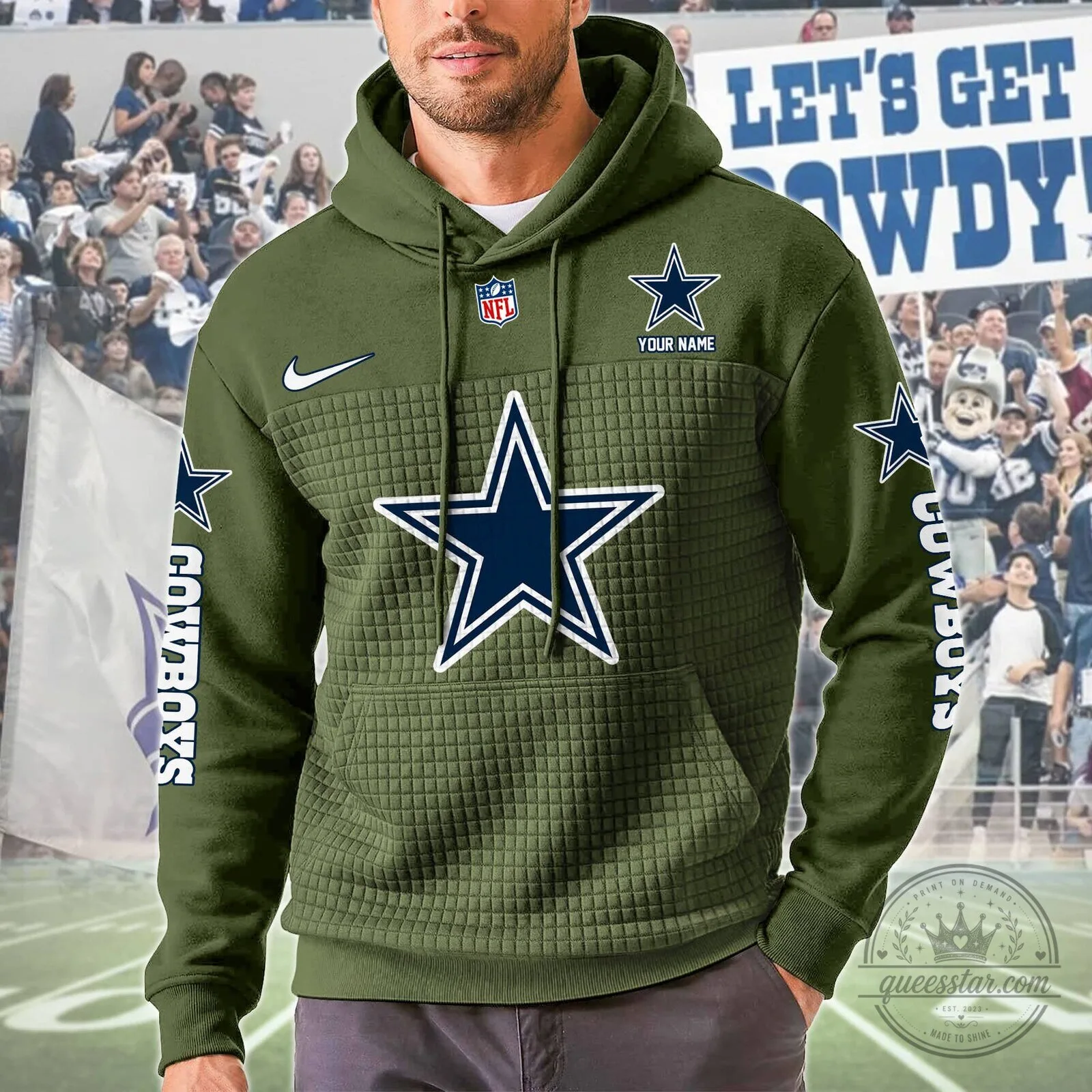 Dallas Cowboys NFL Team Logo Personalized White and Navy Blue Hoodie 11 Dallas Cowboys NFL Team Logo Personalized White and Navy Blue Hoodie