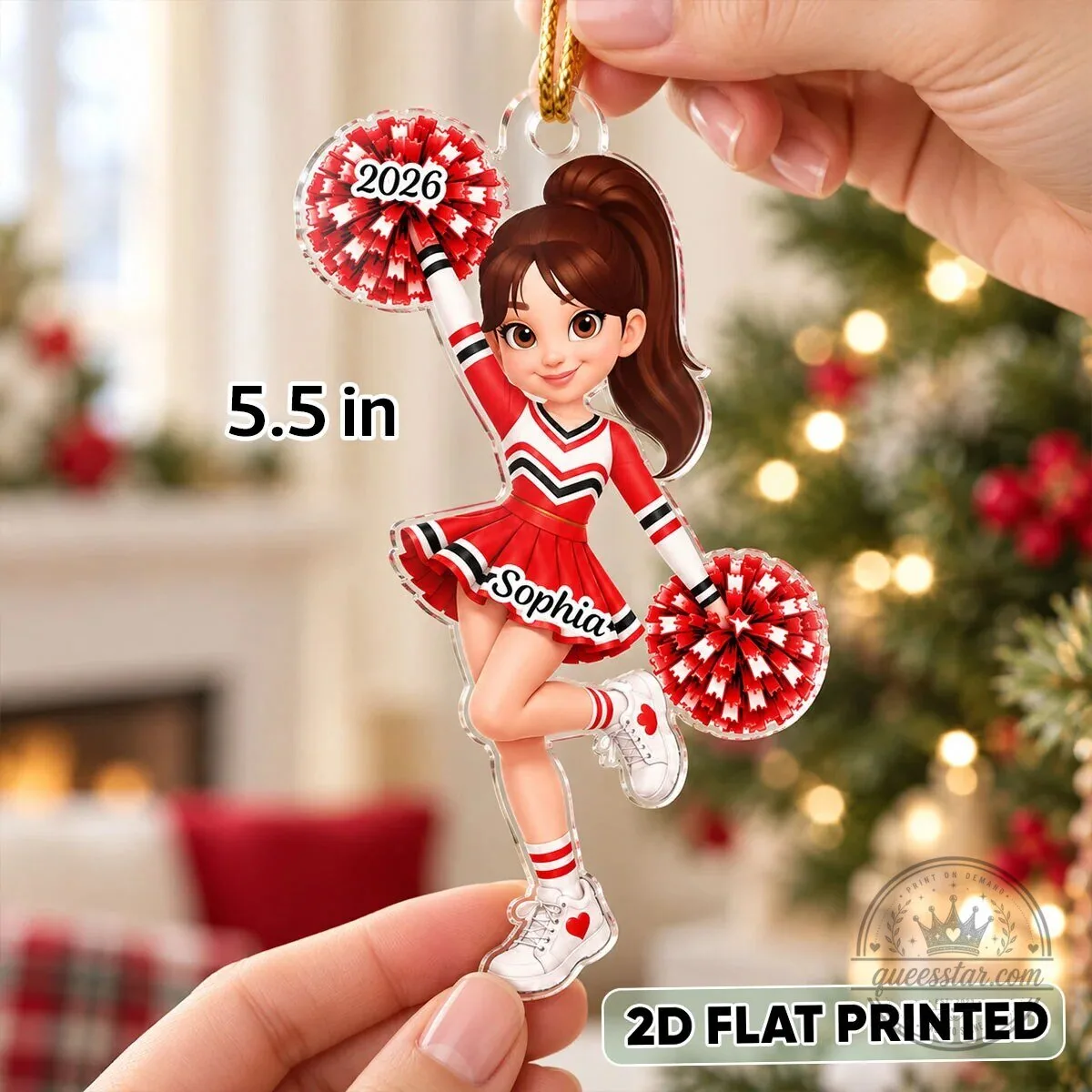 Personalized Cheerleader Girl Christmas Tree Ornament with Custom Name and Year 12 Personalized Cheerleader Girl Christmas Tree Ornament with Custom Name and Year