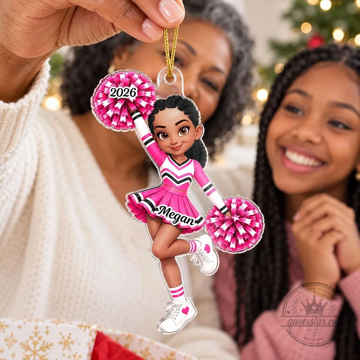 Personalized Cheerleader Girl Christmas Tree Ornament with Custom Name and Year 17 Personalized Cheerleader Girl Christmas Tree Ornament with Custom Name and Year