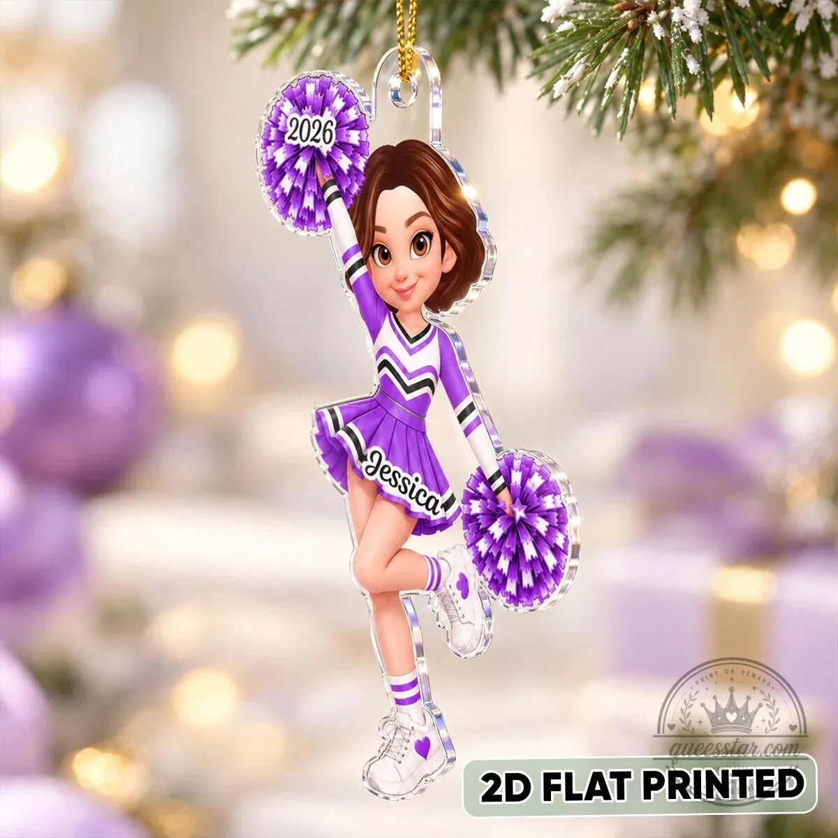 Personalized Cheerleader Girl Christmas Tree Ornament with Custom Name and Year 20 Personalized Cheerleader Girl Christmas Tree Ornament with Custom Name and Year