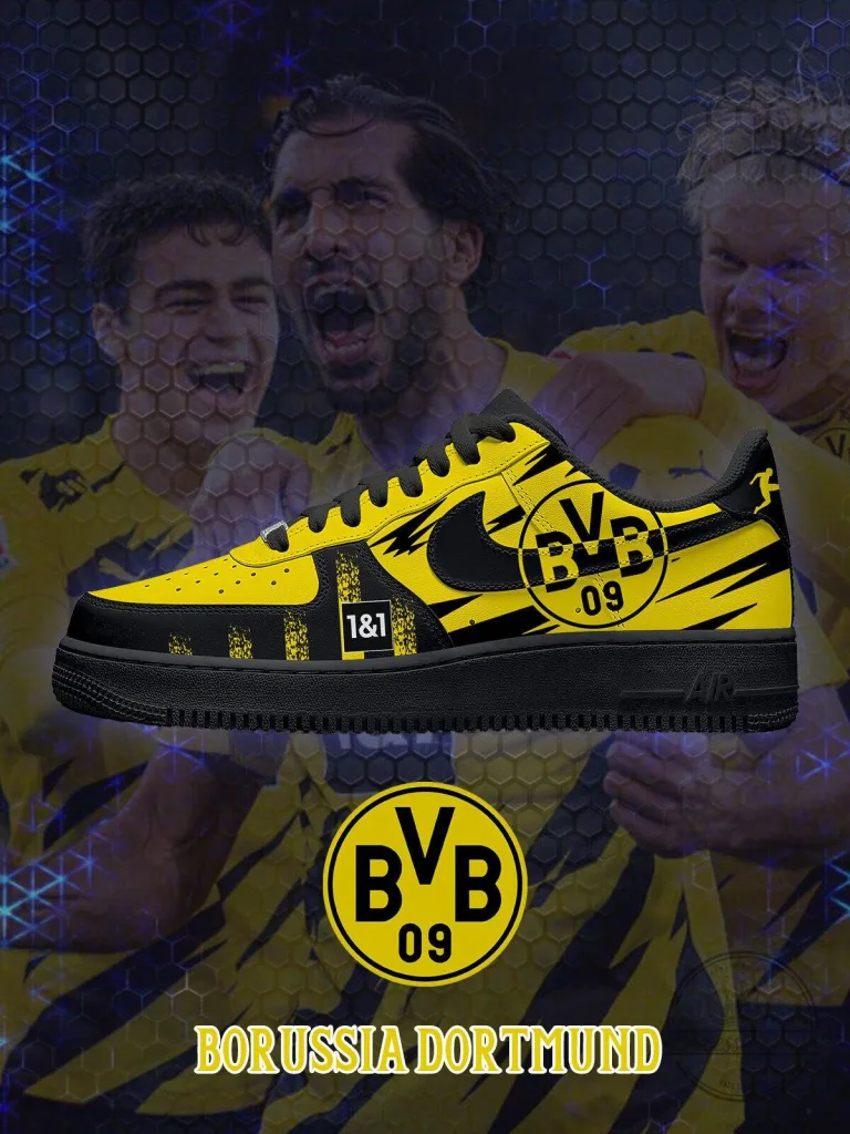 Borussia Dortmund Football Club Custom Black and Yellow Sneakers