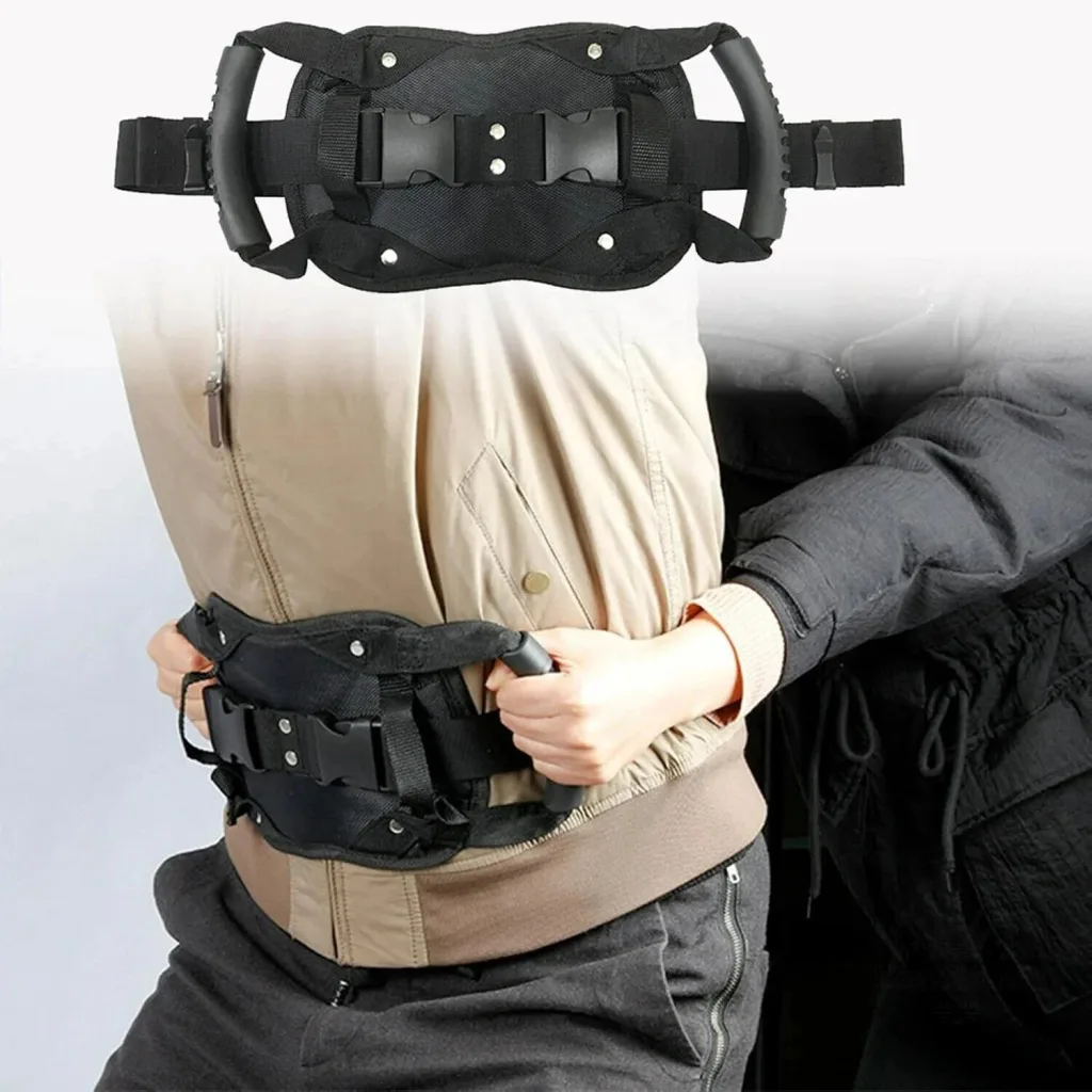 Motorcycle Passenger Safety Belt with Grab Handles Adjustable Rear Seat Grip Strap Motorcycle Passenger Safety Belt with Grab Handles Adjustable Rear Seat Grip Strap