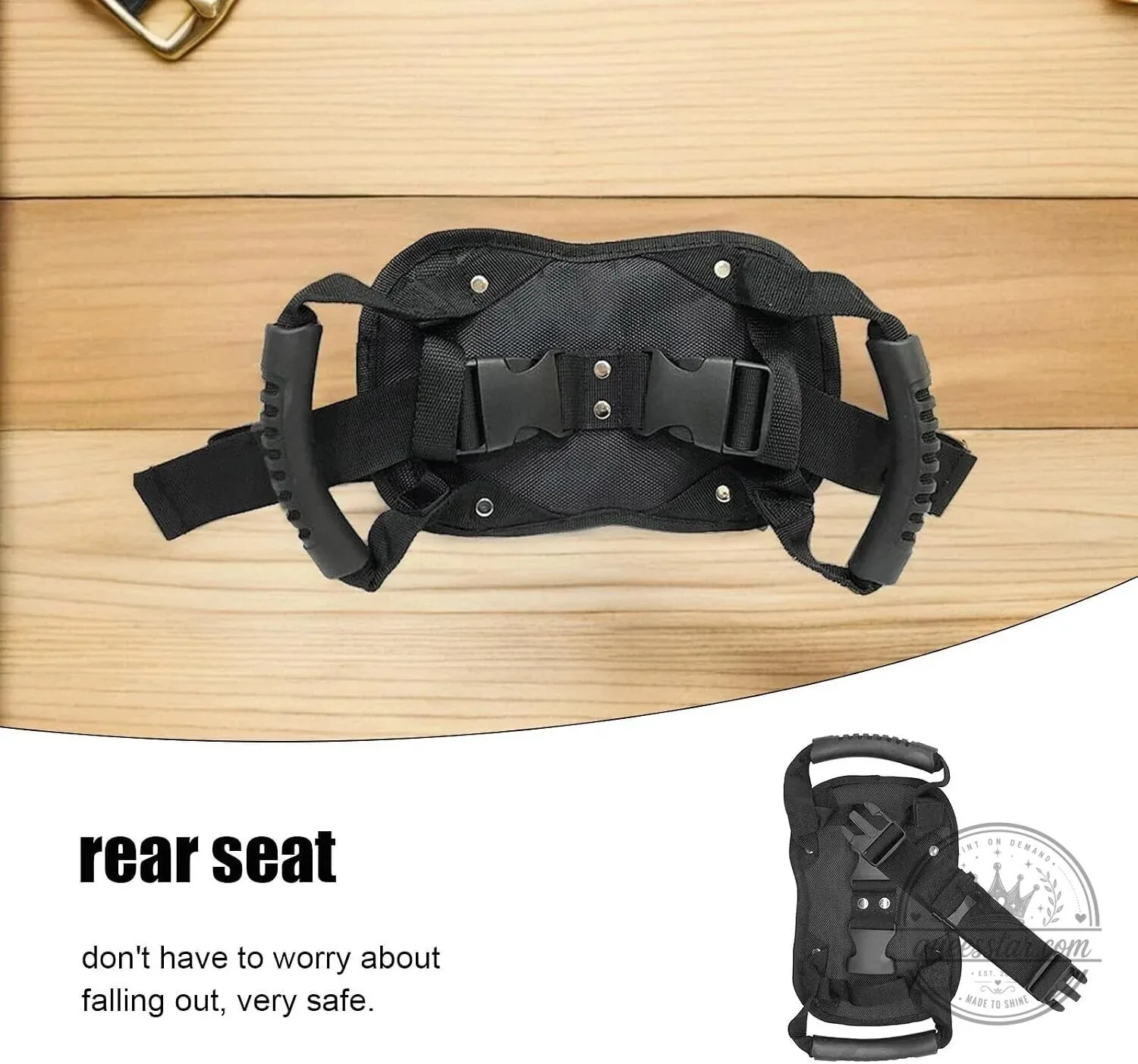 Motorcycle Passenger Safety Belt with Grab Handles Adjustable Rear Seat Grip Strap 12 Motorcycle Passenger Safety Belt with Grab Handles Adjustable Rear Seat Grip Strap