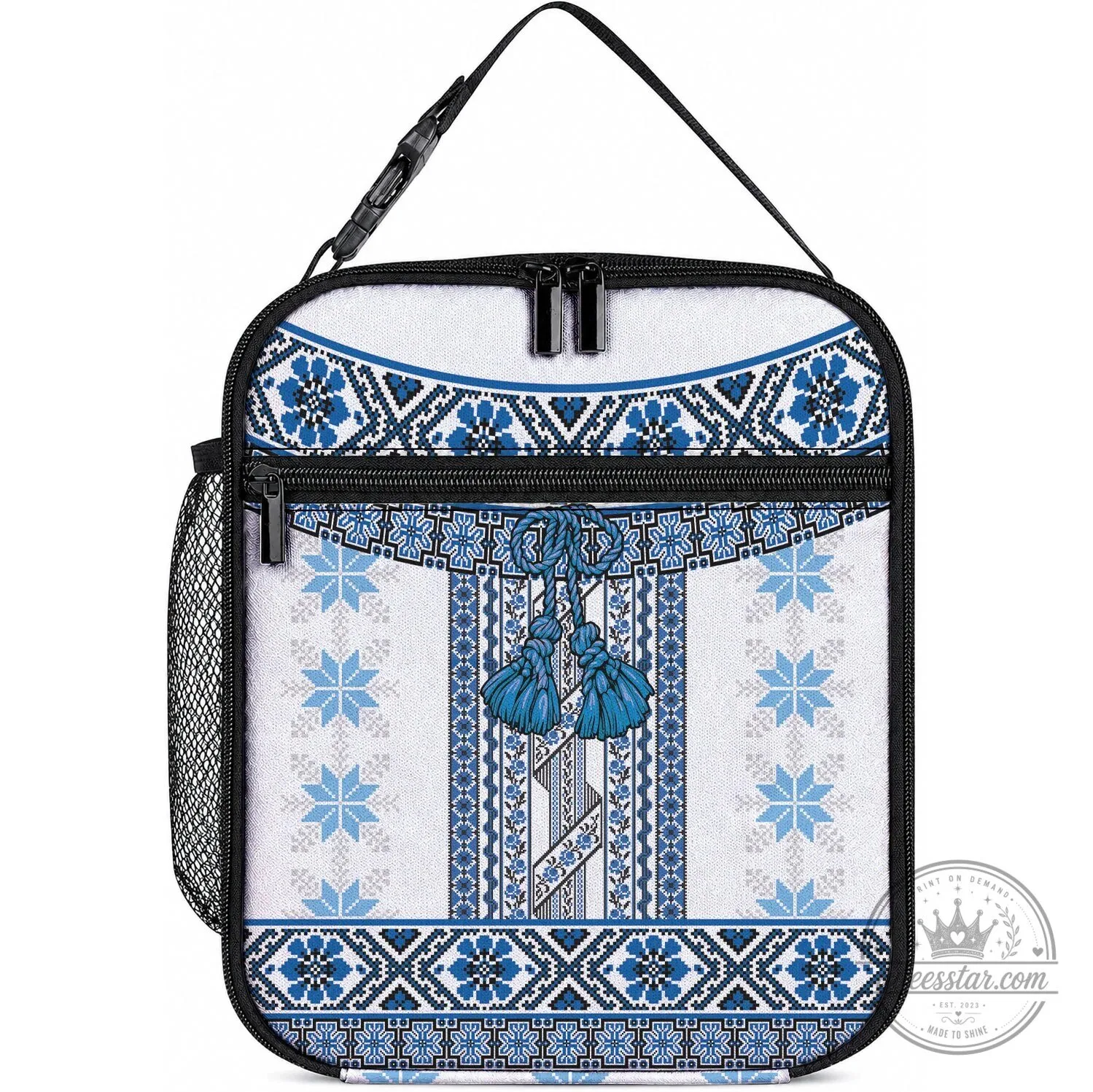 Ukrainian Vyshyvanka Folk Art Pattern Insulated Lunch Bag
