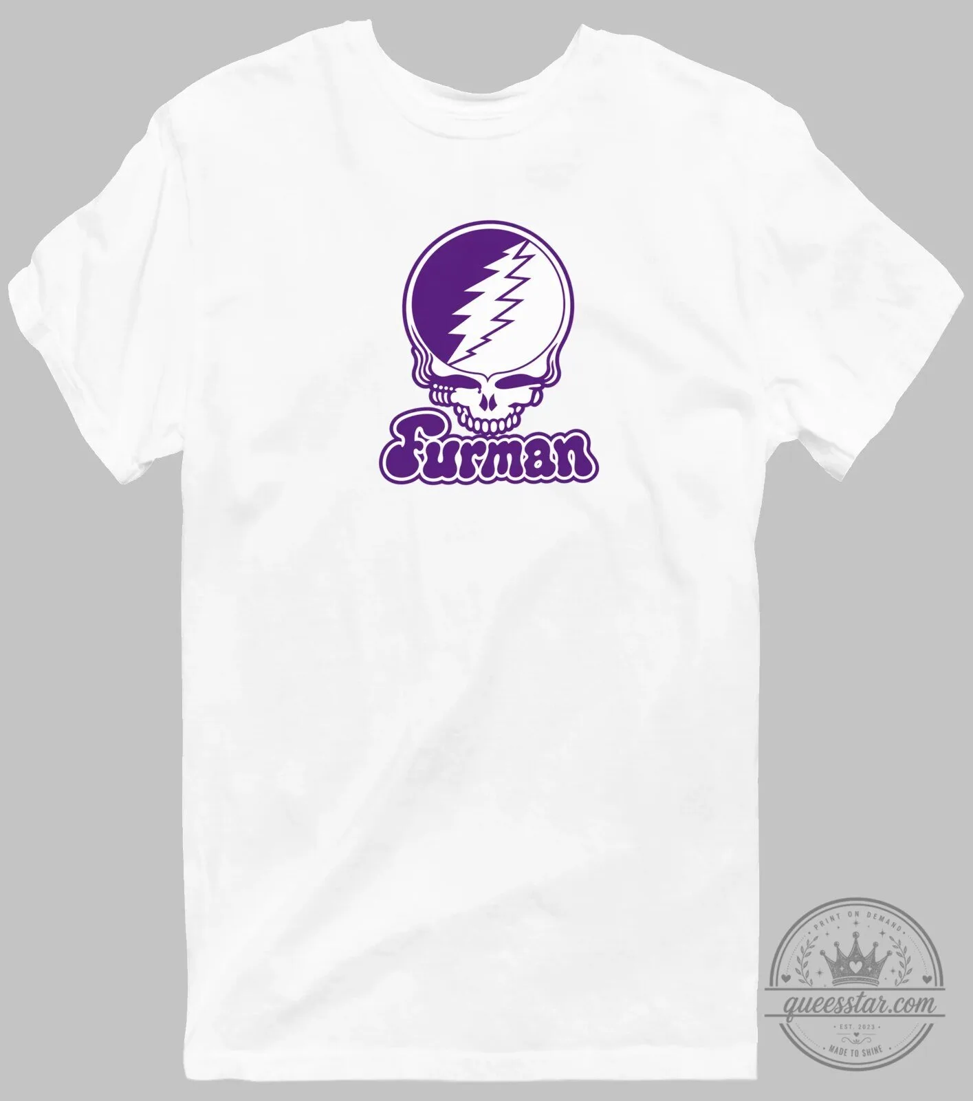 Furman University Stealie Skull Grateful Dead Inspired Purple Blue T-Shirt 23 Furman University Stealie Skull Grateful Dead Inspired Purple Blue T-Shirt