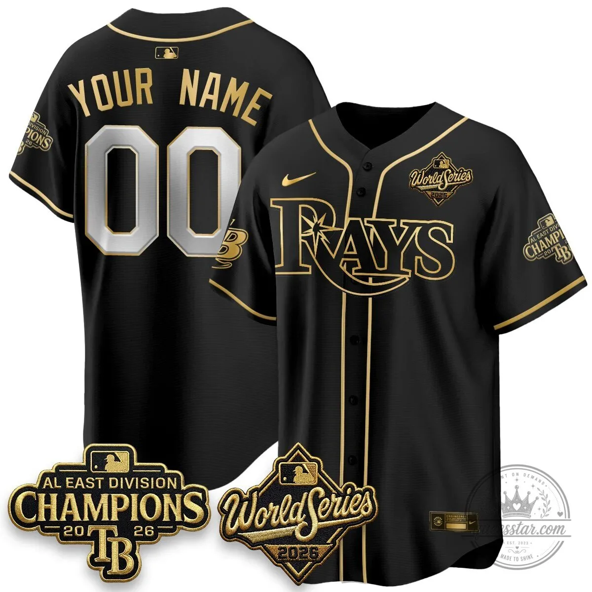 Tampa Bay Rays 2026 World Series Champions Black Gold Edition Baseball Jersey 5 Tampa Bay Rays 2026 World Series Champions Black Gold Edition Baseball Jersey