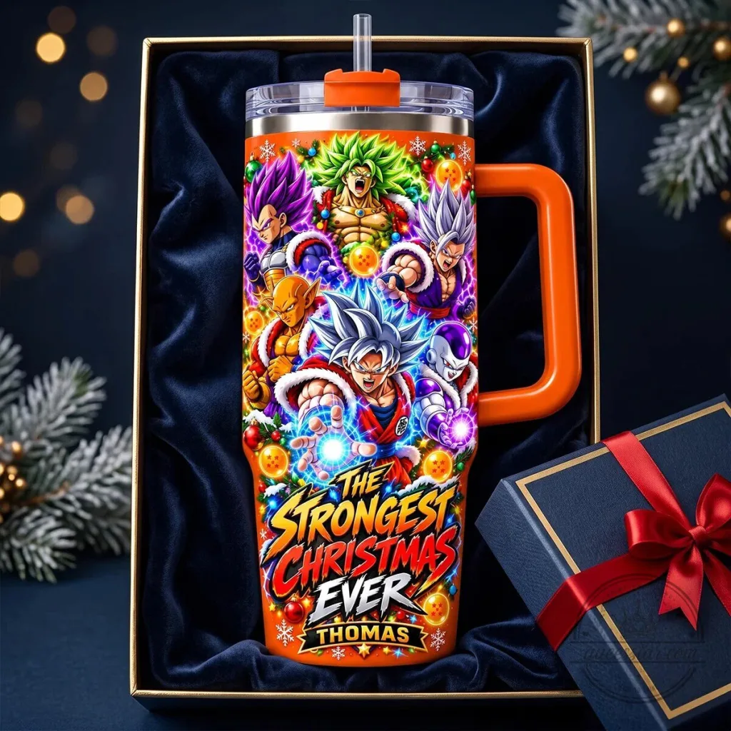 Dragon Ball Z The Strongest Christmas Ever Personalized Tumbler with Handle Dragon Ball Z The Strongest Christmas Ever Personalized Tumbler with Handle