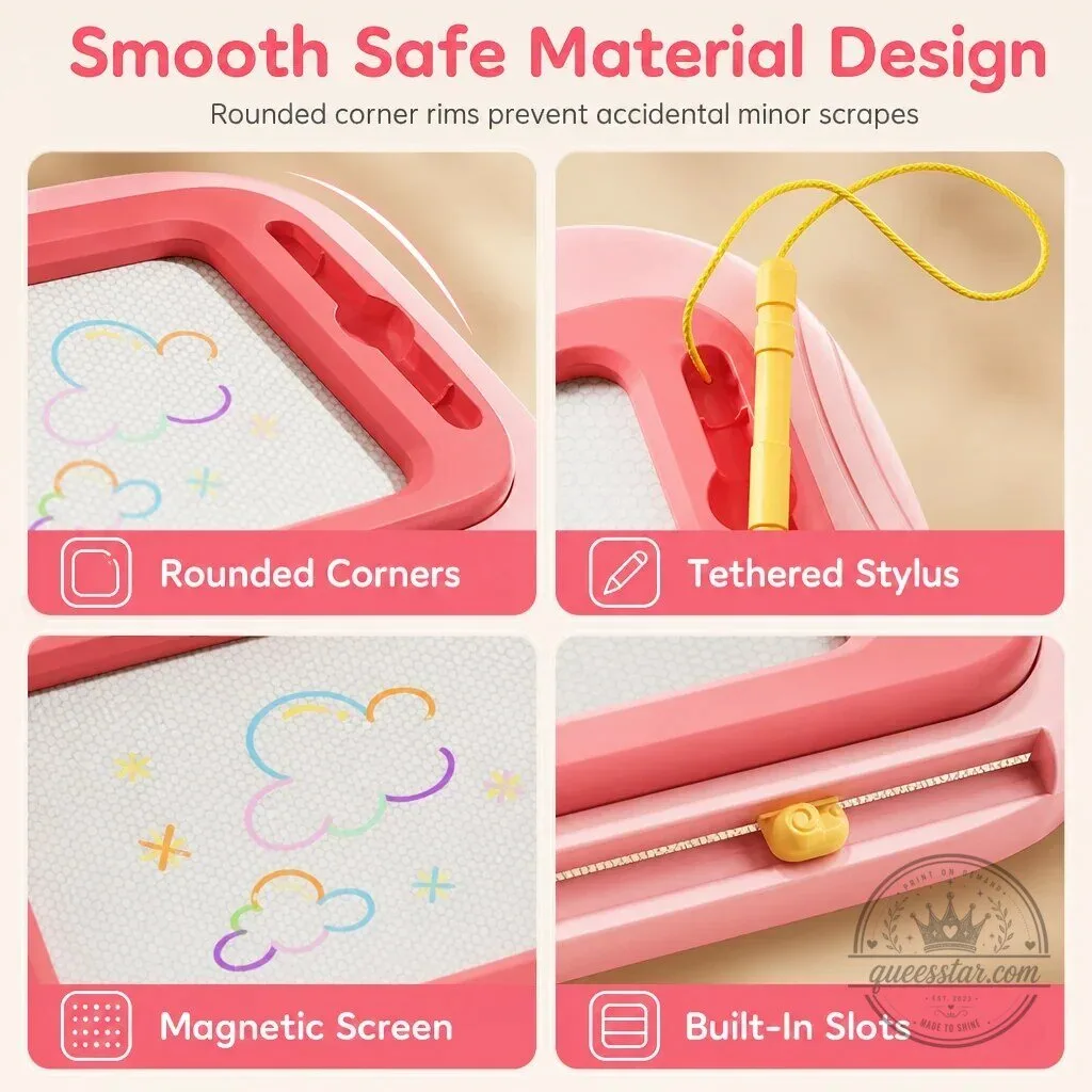 Kids Ergonomic Magnetic Drawing Board with Pen and Stamps 20 Kids Ergonomic Magnetic Drawing Board with Pen and Stamps