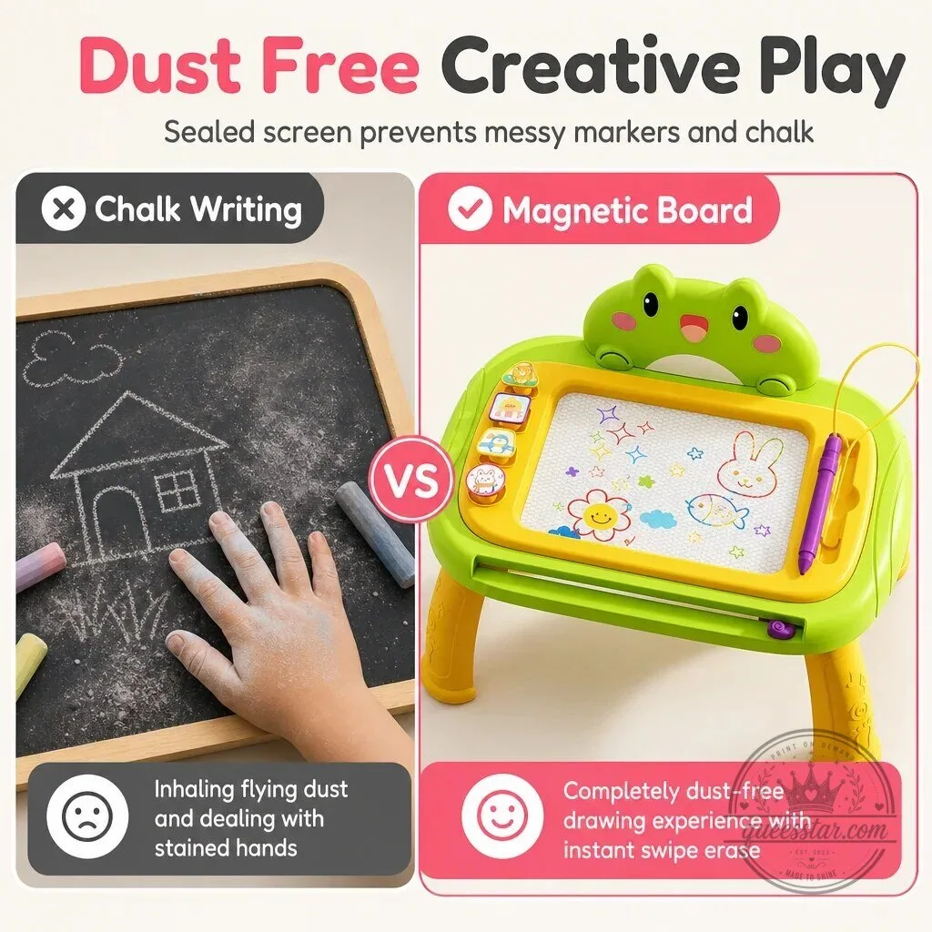 Kids Ergonomic Magnetic Drawing Board with Pen and Stamps 24 Kids Ergonomic Magnetic Drawing Board with Pen and Stamps