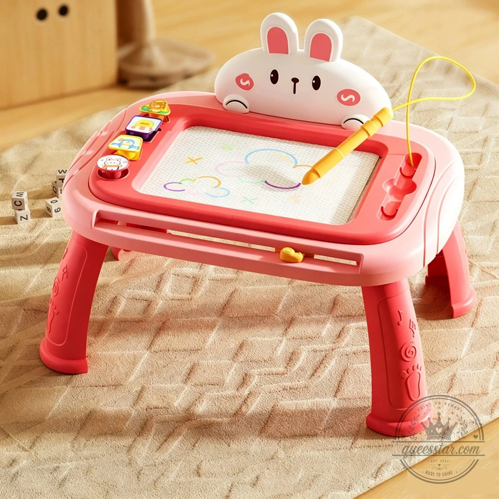 Kids Ergonomic Magnetic Drawing Board with Pen and Stamps 25 Kids Ergonomic Magnetic Drawing Board with Pen and Stamps