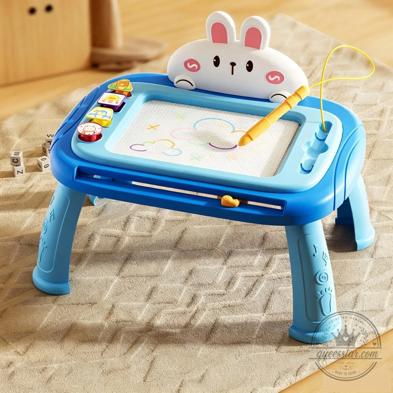 Kids Ergonomic Magnetic Drawing Board with Pen and Stamps 26 Kids Ergonomic Magnetic Drawing Board with Pen and Stamps
