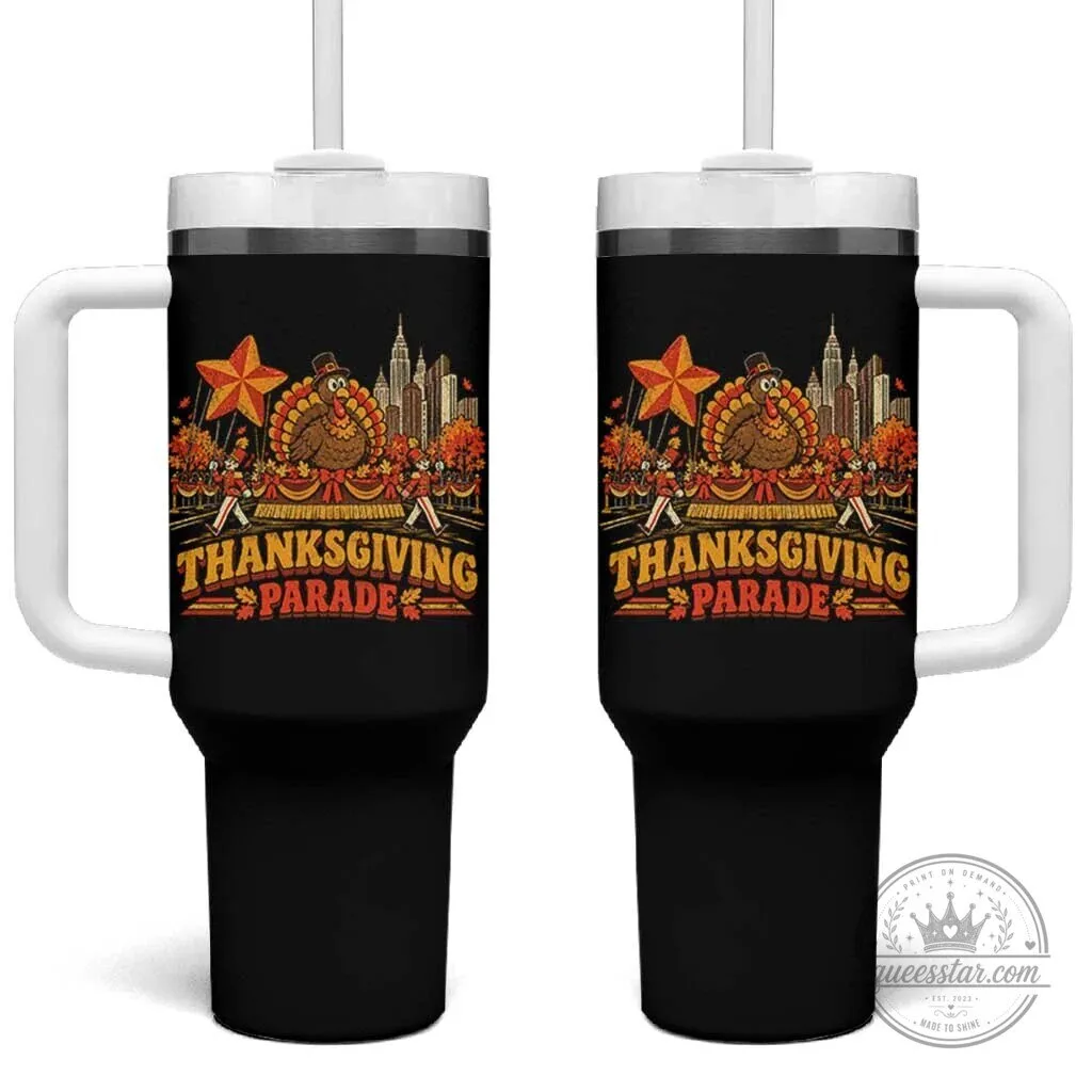Thanksgiving Parade Turkey New York City Skyline Insulated Tumbler with Handle